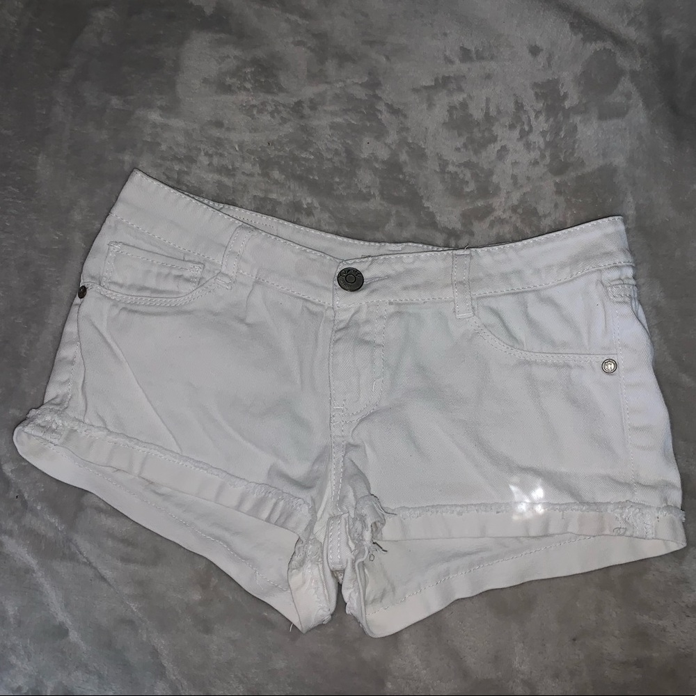 White jean shorts